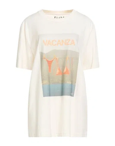 Elite Elitè Woman T-shirt Ivory Size L Cotton In White