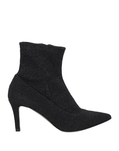 Eliza Di Venezia Woman Ankle Boots Charcoal Size 7 Textile Fibers In Black