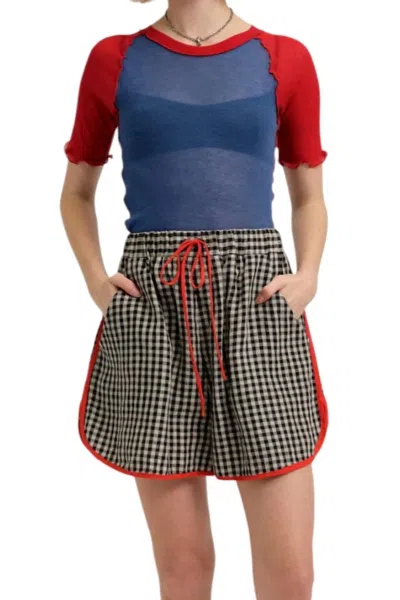 Eliza Faulkner Bailey Shorts In Gingham Linen In Multi