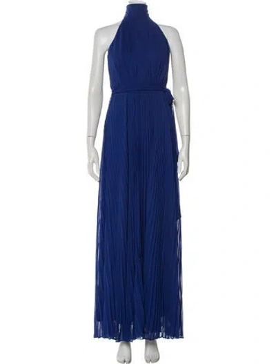 Pre-owned Eliza Faulkner Halterneck Long Dress In Blue