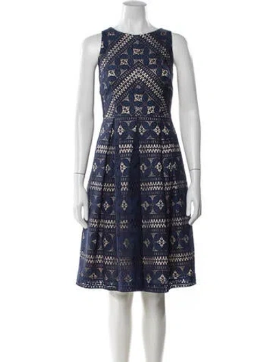 Pre-owned Eliza Faulkner Lace Pattern Knee-length Dress In Blue
