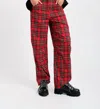 Eliza Faulkner Sam Pant In Red Plaid In Red
