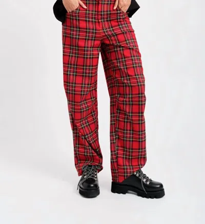 Eliza Faulkner Sam Pant In Red Plaid In Multi