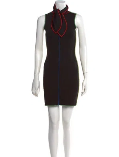 Pre-owned Eliza Faulkner Tie Neck Sweater In Black