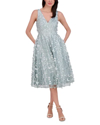 Eliza J 3d Applique Sleeveless Midi Dress In Blue