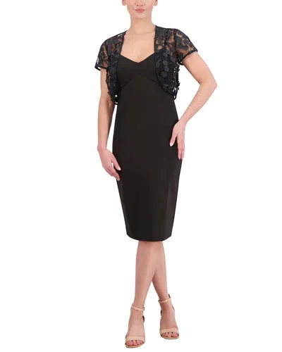 Eliza J 3d Flower Midi Dress In Black