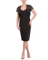 Eliza J 3d Flower Midi Dress In Black
