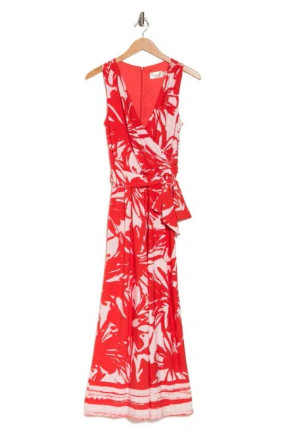 Eliza J Abstract Floral Wide Leg Jumpsuit In Pink
