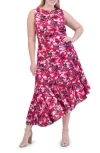 Eliza J Asymmetric Cocktail Midi Dress In Purple