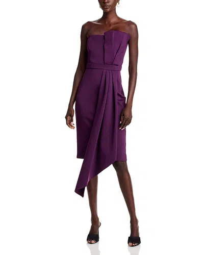 Eliza J Asymmetric Draped Dress In Plum