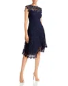 Eliza J Asymmetrical Lace Dress In Navy