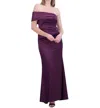 Eliza J Asymmetric Off The Shoulder Gown In Plum In Purple