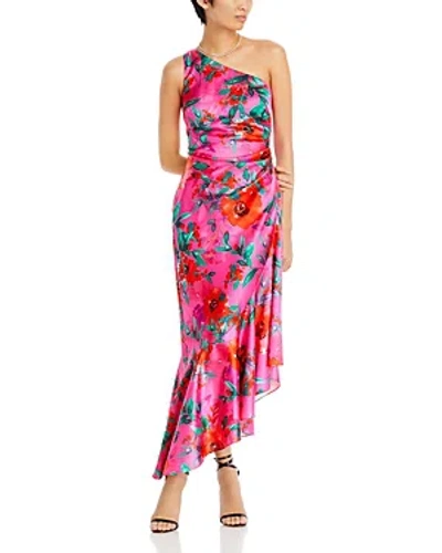 Eliza J Asymmetric One Shoulder Dress In Hot Pink