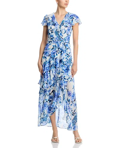 Eliza J Asymmetrical Ruffle Maxi Dress In Blue