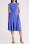 Eliza J Bateau Neck Cap Sleeve Midi Dress In Periwinkle
