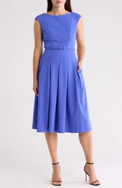 Eliza J Bateau Neck Cap Sleeve Midi Dress In Periwinkle