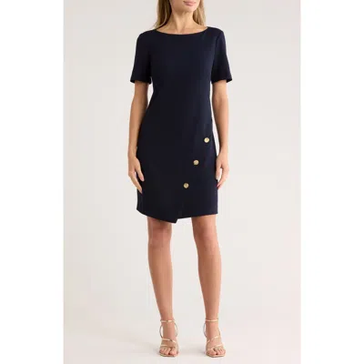 Eliza J Bateau Neck Short Sleeve A-line Dress In Black