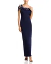 ELIZA J BEADED TWIST OVERLAY GOWN