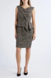 Eliza J Bouclé Peplum Dress In Black