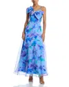 Eliza J Bow Bodice Sleeveless Gown In Blue Multi