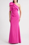 Eliza J Bow Detail One-shoulder Gown In Pink