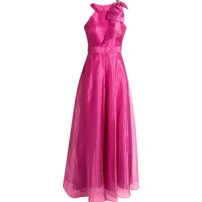 Eliza J Bow Detail One-shoulder Taffeta Jumpsuit