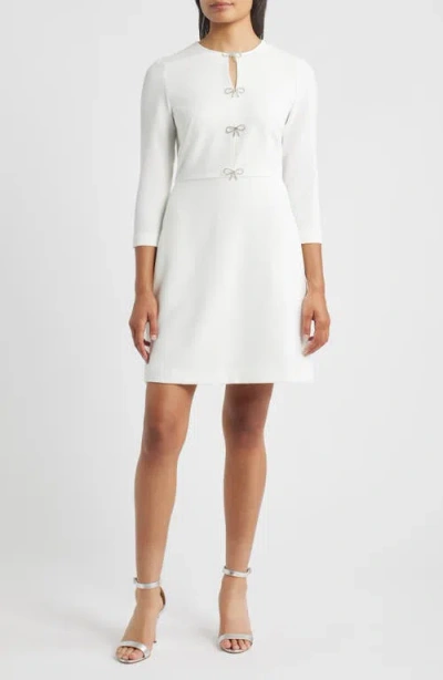 Eliza J Bow Embellished A-line Dress In White