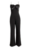 Eliza J Bow Rhinestone Jumpsuit In Black