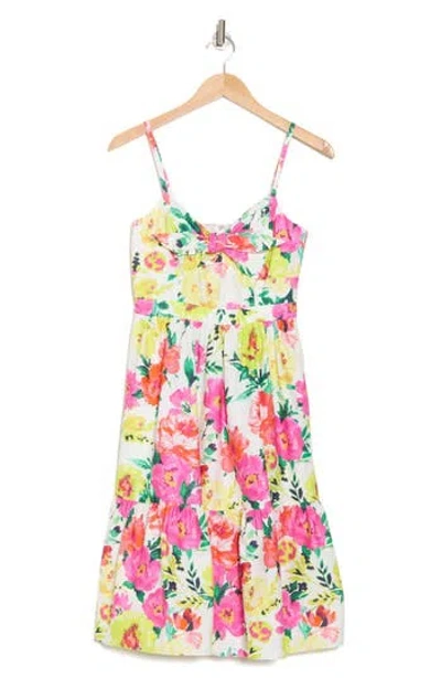 Eliza J Bow Front Cotton Sundress In Ivory Multi