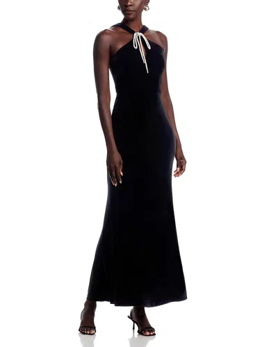 Eliza J Bow Front Stretch Velvet Gown In Black