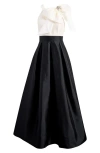 Eliza J Sleeveless Bow Trim Ball Gown In Black Ivory