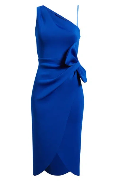 Eliza J Bow One-shoulder Cocktail Dress In Blue