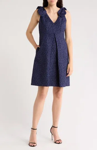 Eliza J Bow Shoulder Sleeveless Jacquard Trapeze Dress