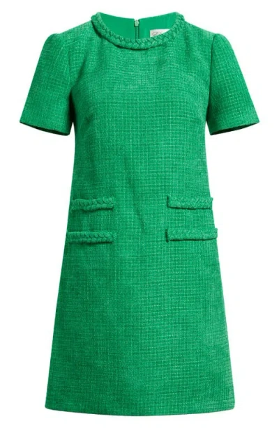 Eliza J Braid Detail Tweed Dress In Green