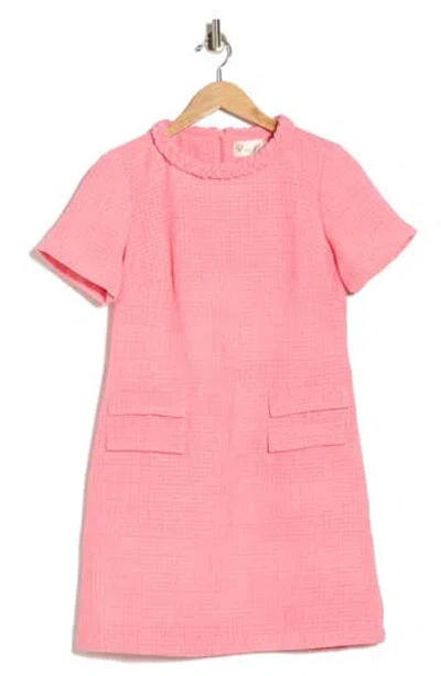 Eliza J Braided Neck Short Sleeve Shift Dress In Pink