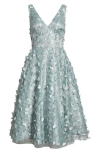 Eliza J Butterfly Appliquè Sleeveless Fit & Flare Midi Dress In Sage
