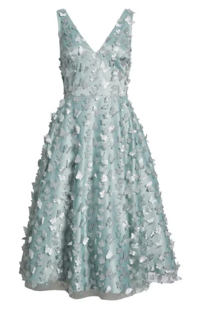 Eliza J Butterfly Appliquè Sleeveless Fit & Flare Midi Dress In Sage
