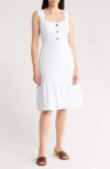 Eliza J Button Front A-line Midi Dress