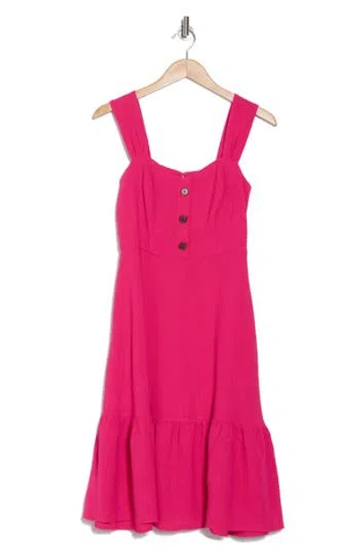 Eliza J Button Front A-line Midi Dress