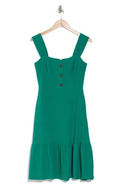 Eliza J Button Front A-line Midi Dress In Green