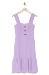 Eliza J Button Front A-line Midi Dress In Lilac