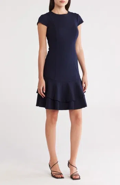 Eliza J Cap Sleeve Double Ruffle Minidress