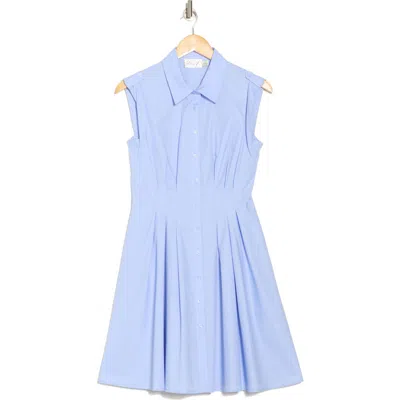 Eliza J Cap Sleeve Fit & Flare Shirtdress In Chambray
