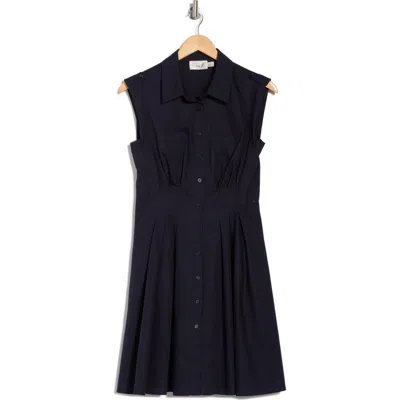 Eliza J Cap Sleeve Fit & Flare Shirtdress In Navy
