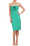 ELIZA J CENTER ROSETTE SCUBA COCKTAIL DRESS