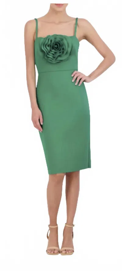 Eliza J Center Rosette Scuba Cocktail Dress In Green