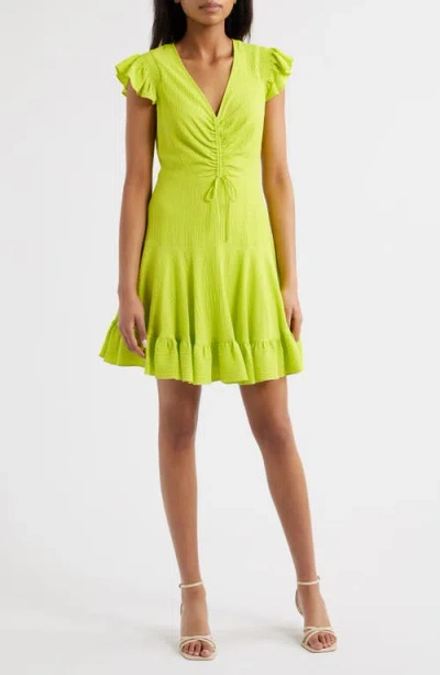 Eliza J Center Ruched A-line Dress In Yellow
