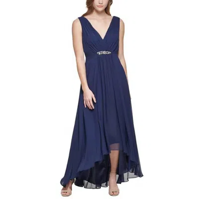 Eliza J Chiffon Maxi Gown Dress In Navy