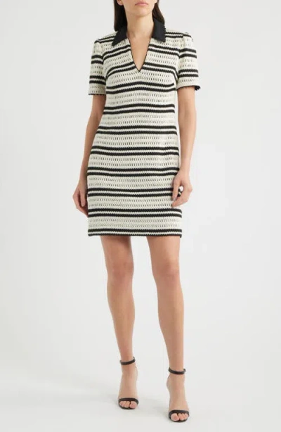 Eliza J Collar Open Stitch Shift Dress In Multi