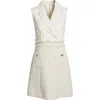 Eliza J Collar Sleeveless Tweed Minidress In Ivory